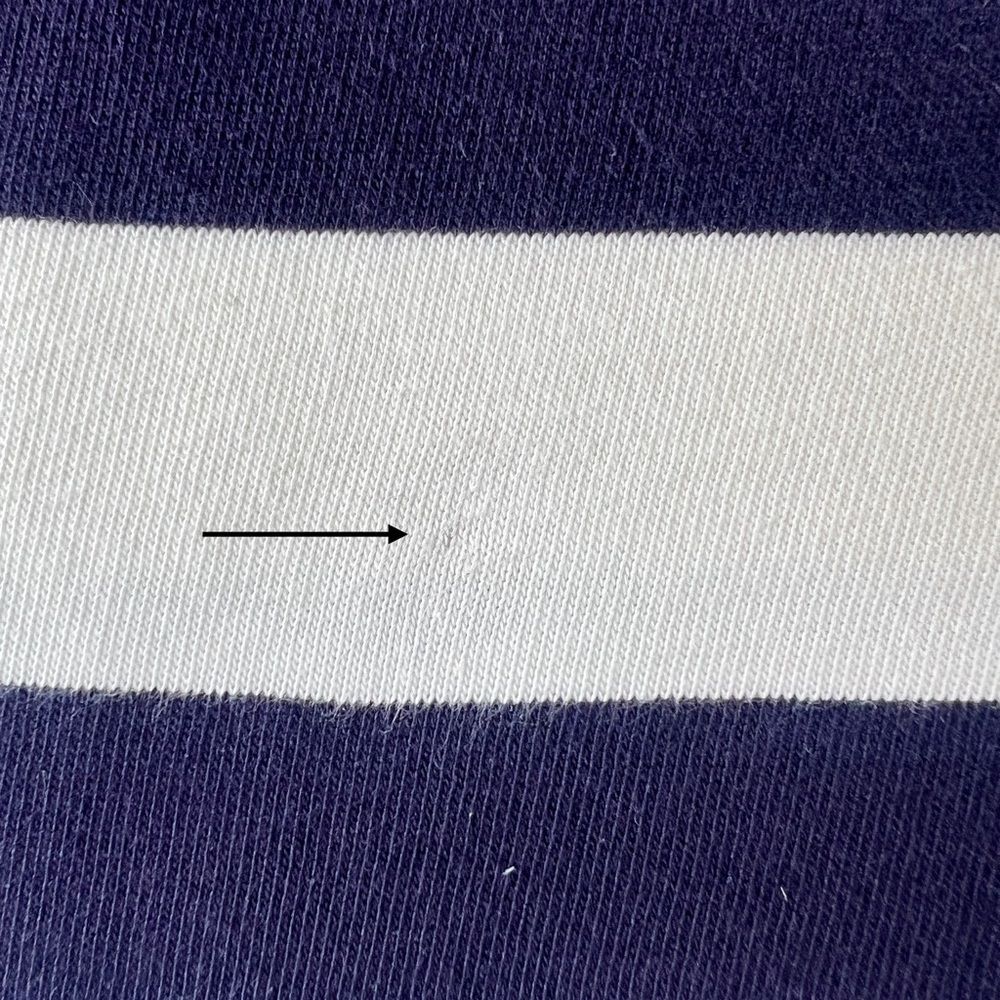 Zara Navy White Striped Long-Sleeve Cotton Rugby Preppy Polo Shirt Top SZ L - Picture 5 of 11